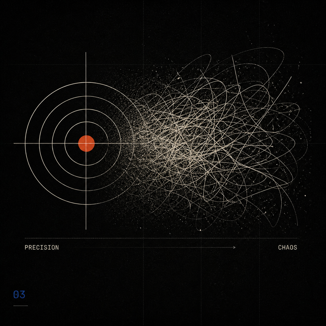 Slide 03 — Präzision wird Chaos